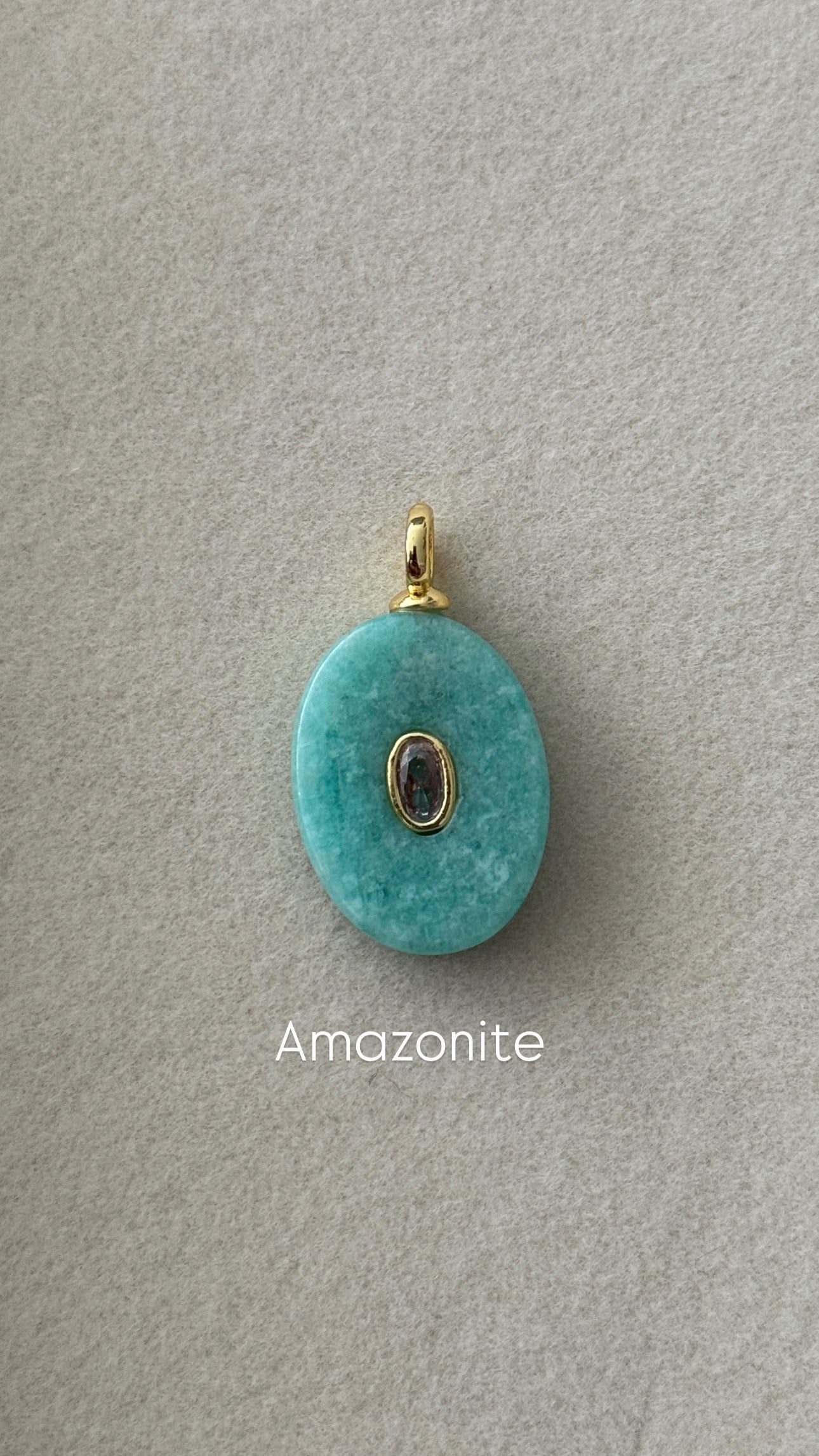 18k Gold Filled Oval Amazonite Pendant.