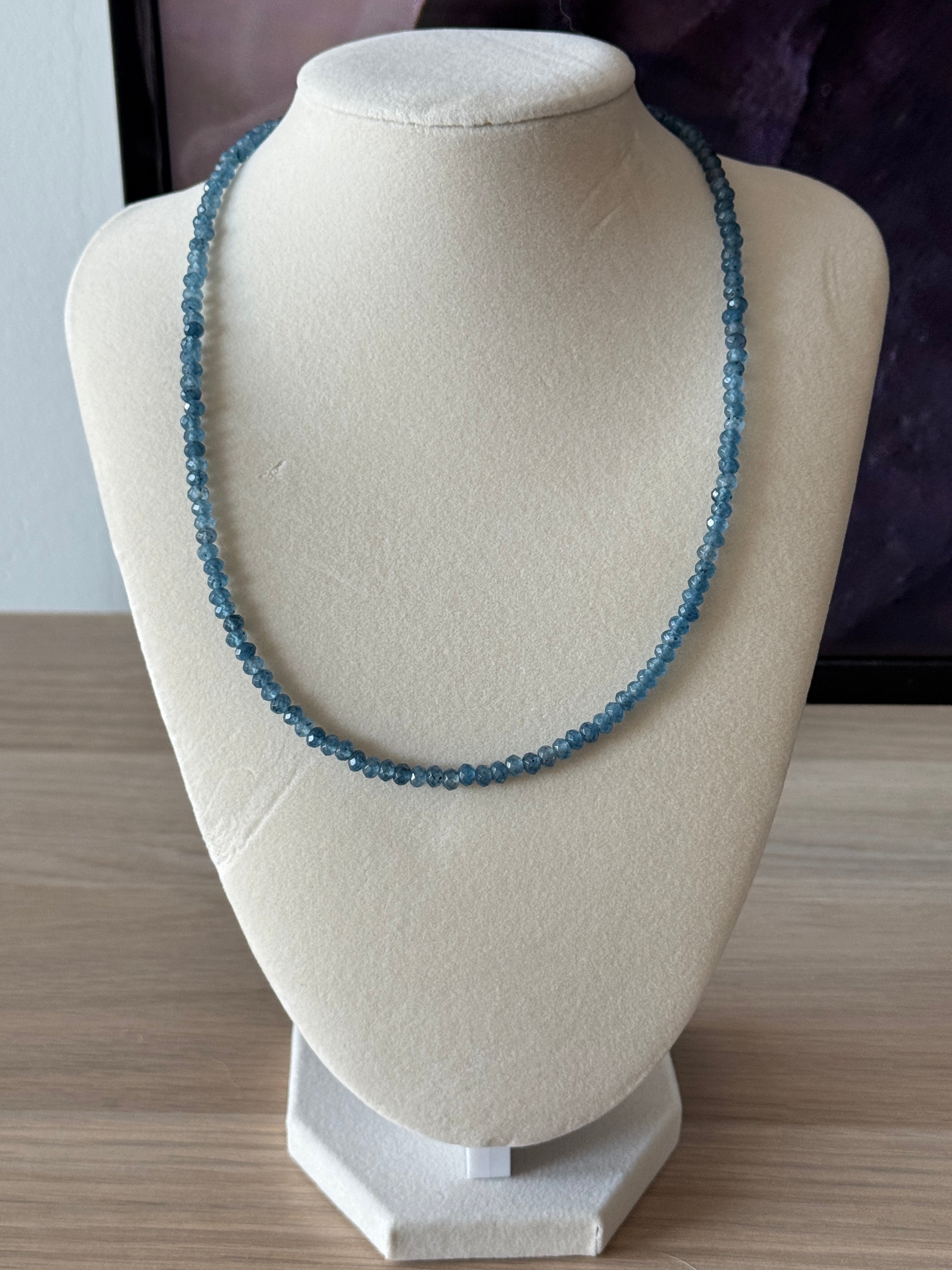 Faceted 4mm Blue Sapphire Necklace