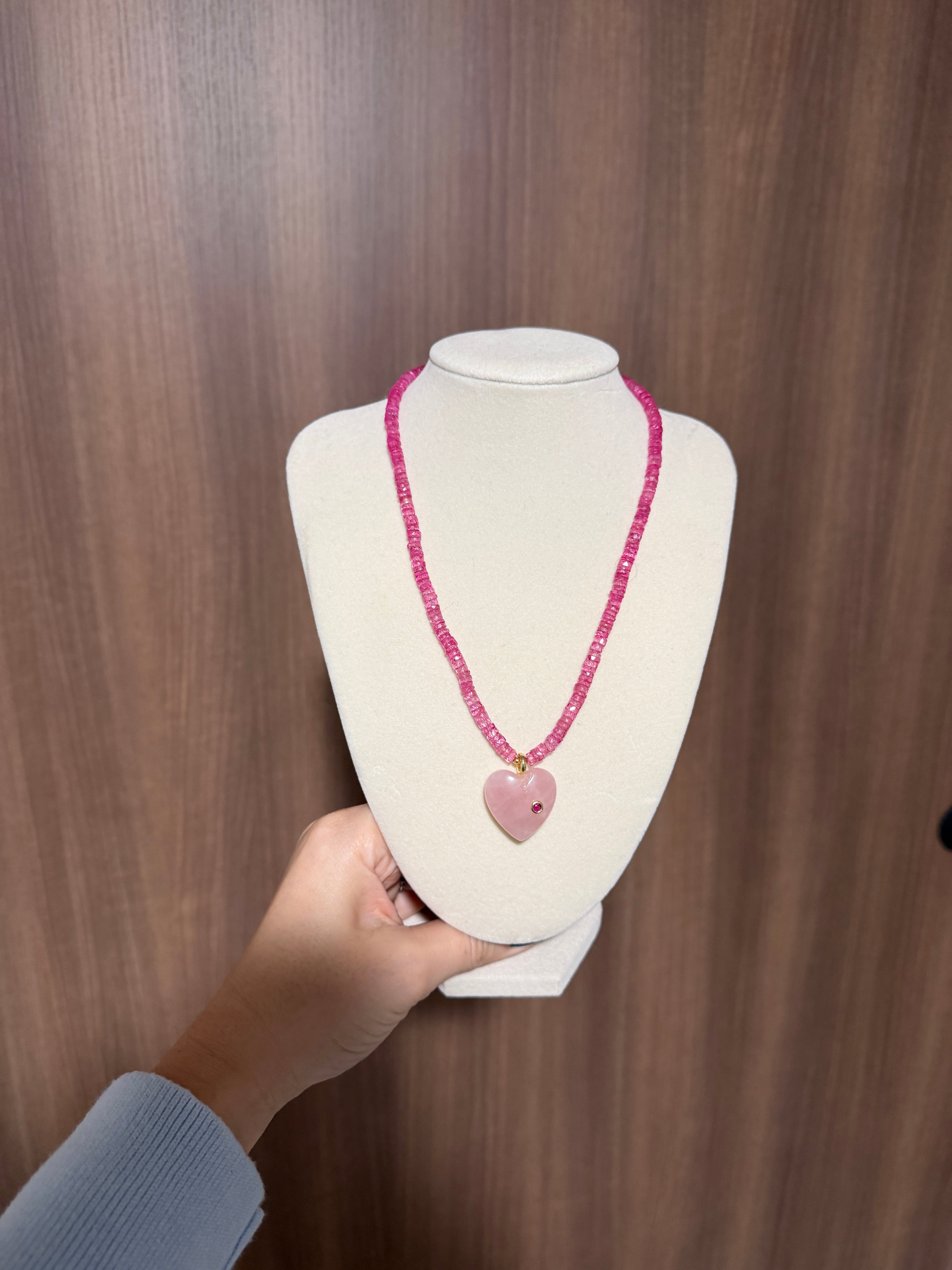 Pink Topaz Heart Necklace