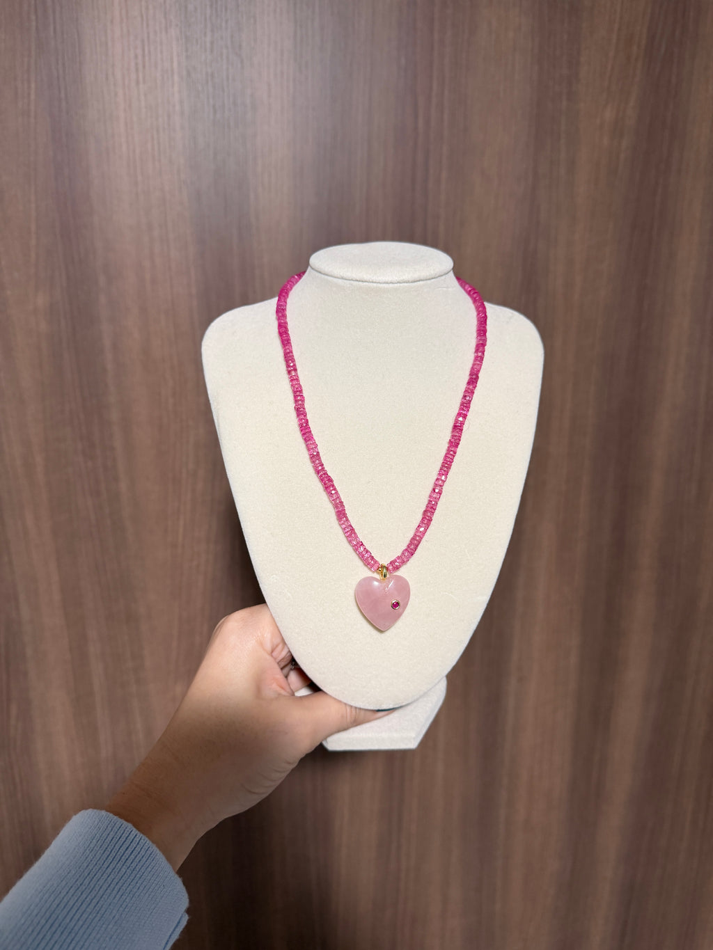 Pink Topaz Heart Necklace
