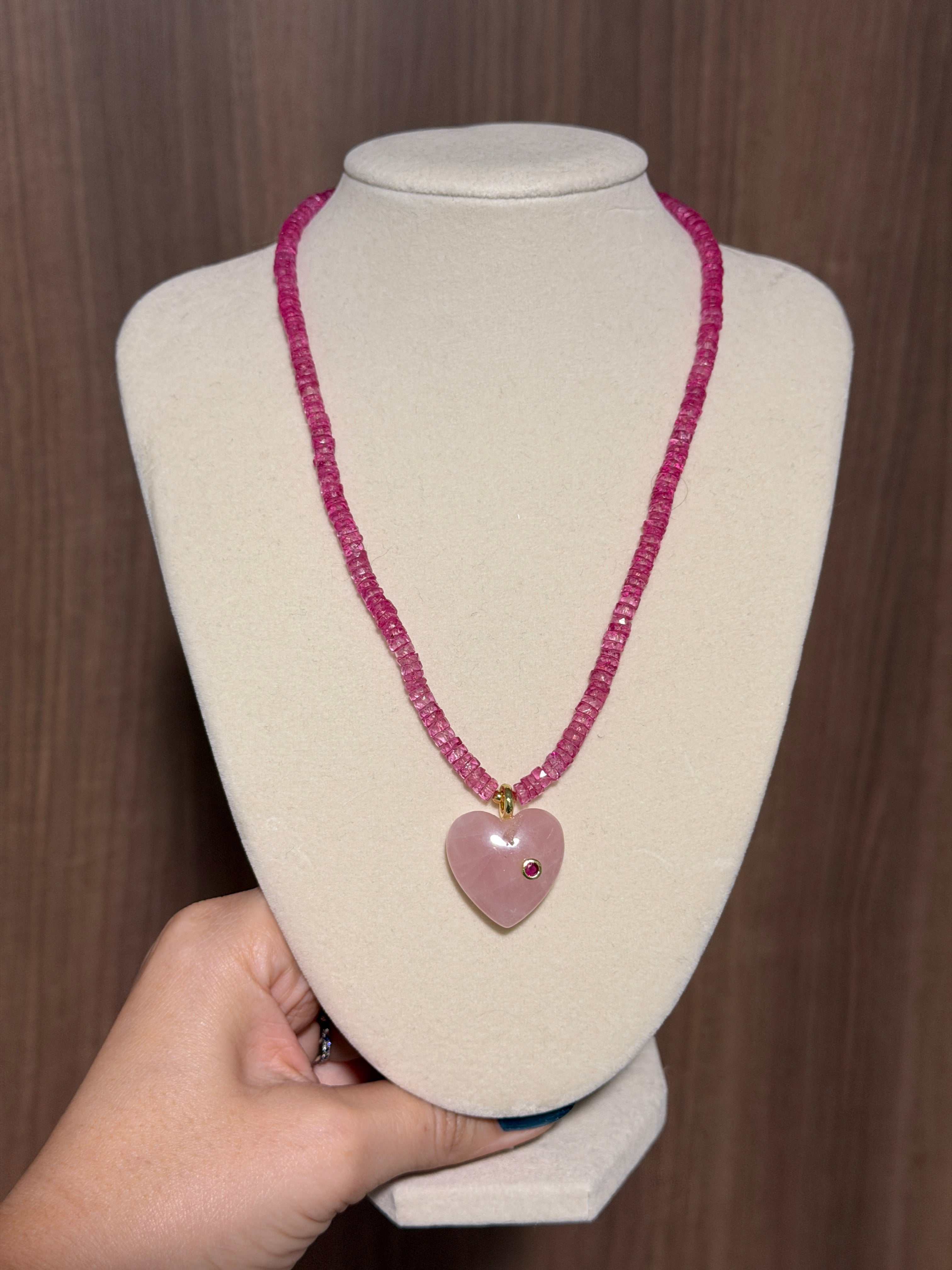 Pink Topaz Heart Necklace
