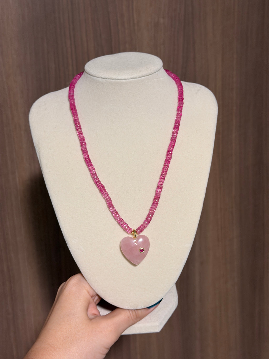 Pink Topaz Heart Necklace