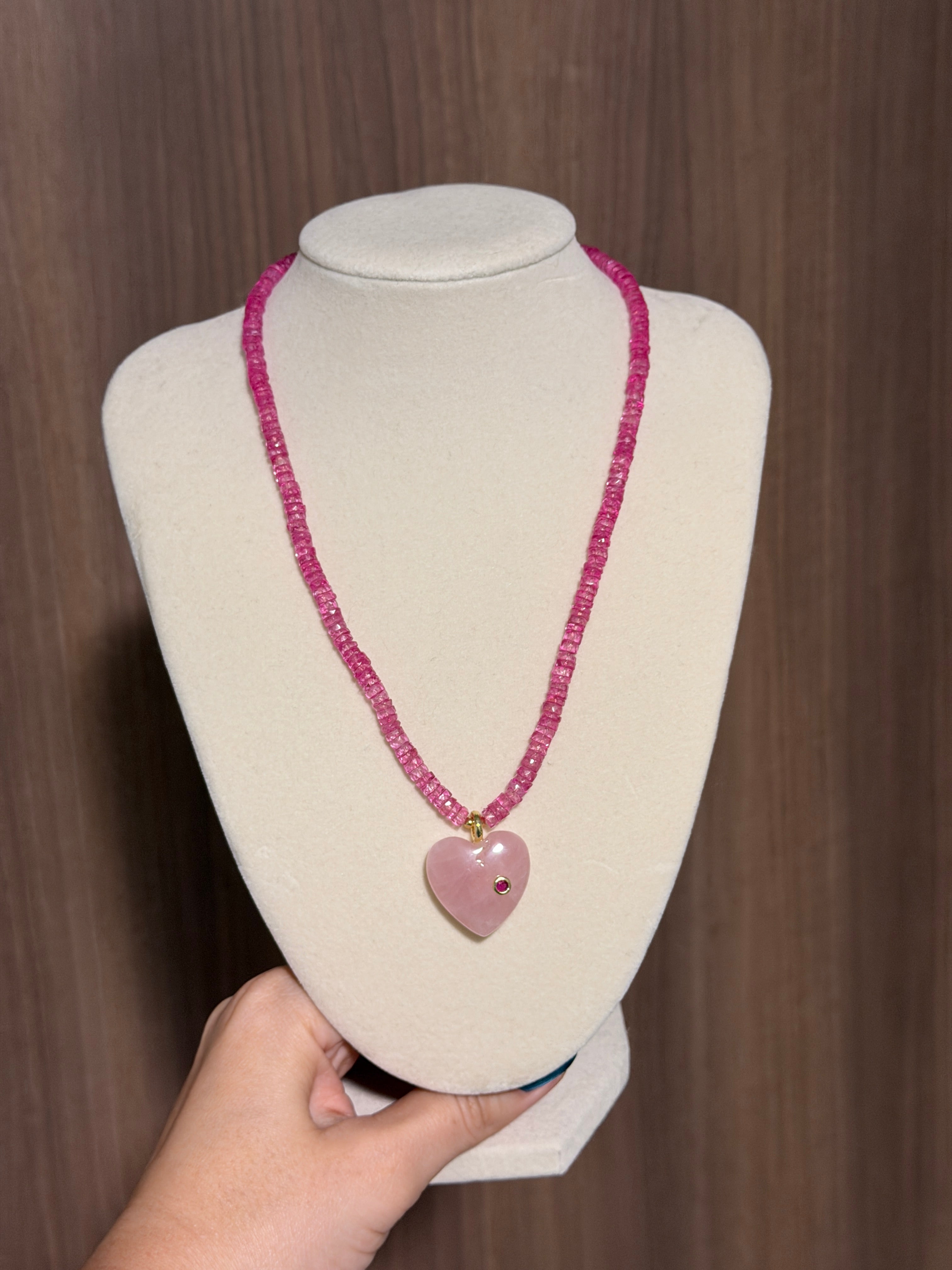 Pink Topaz Heart Necklace