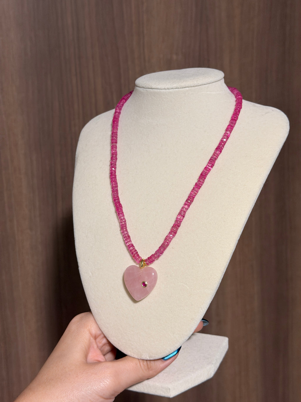 Pink Topaz Heart Necklace
