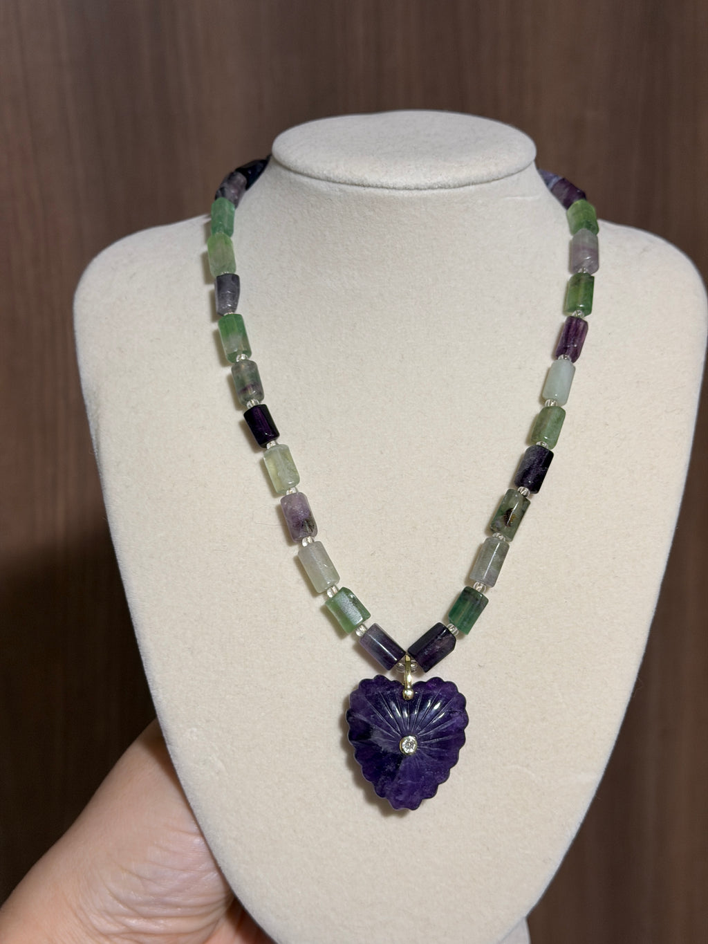 Multi-color Fluorite Tube Necklace