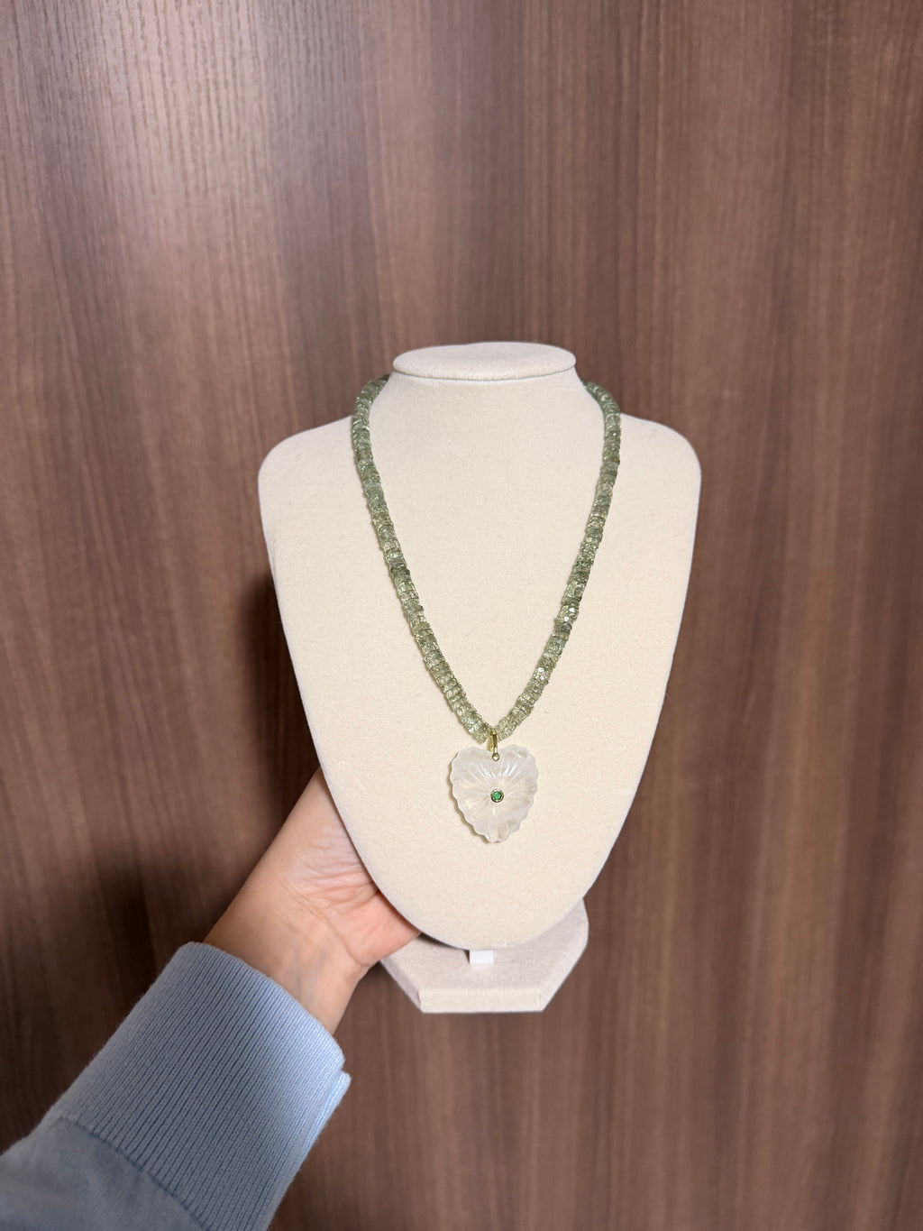 Green Amethyst Charm Necklace