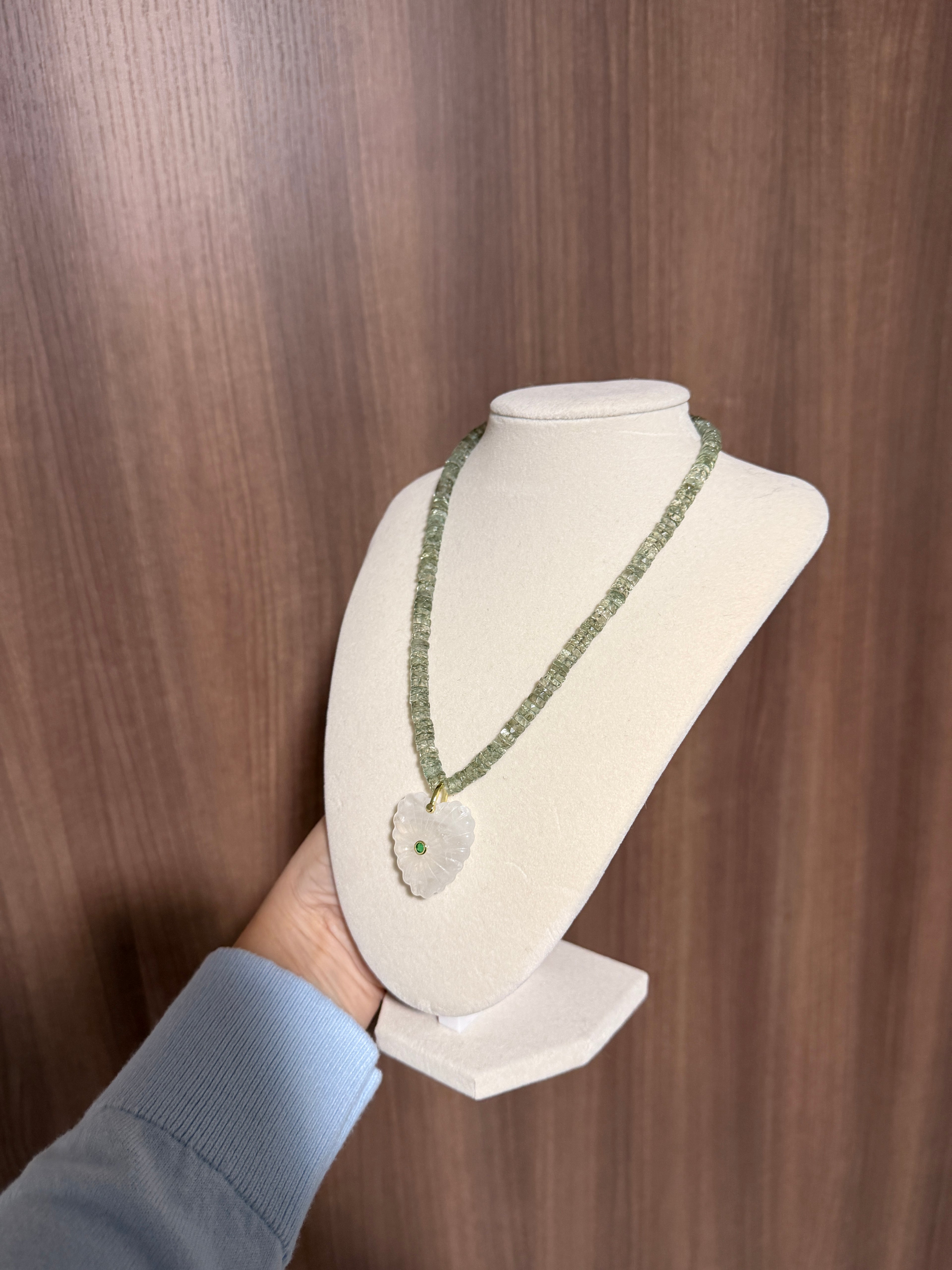 Green Amethyst Charm Necklace