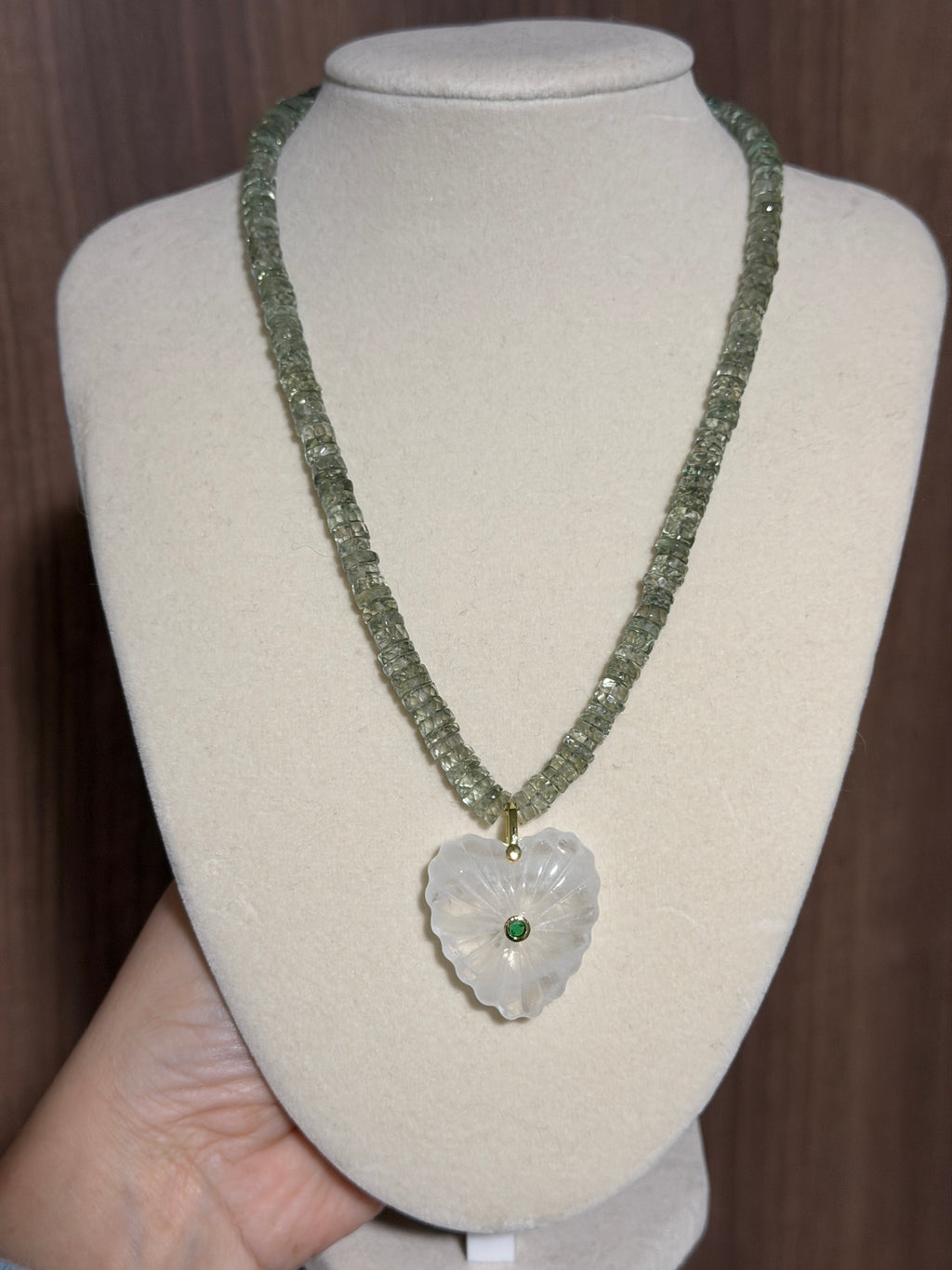 Green Amethyst Charm Necklace