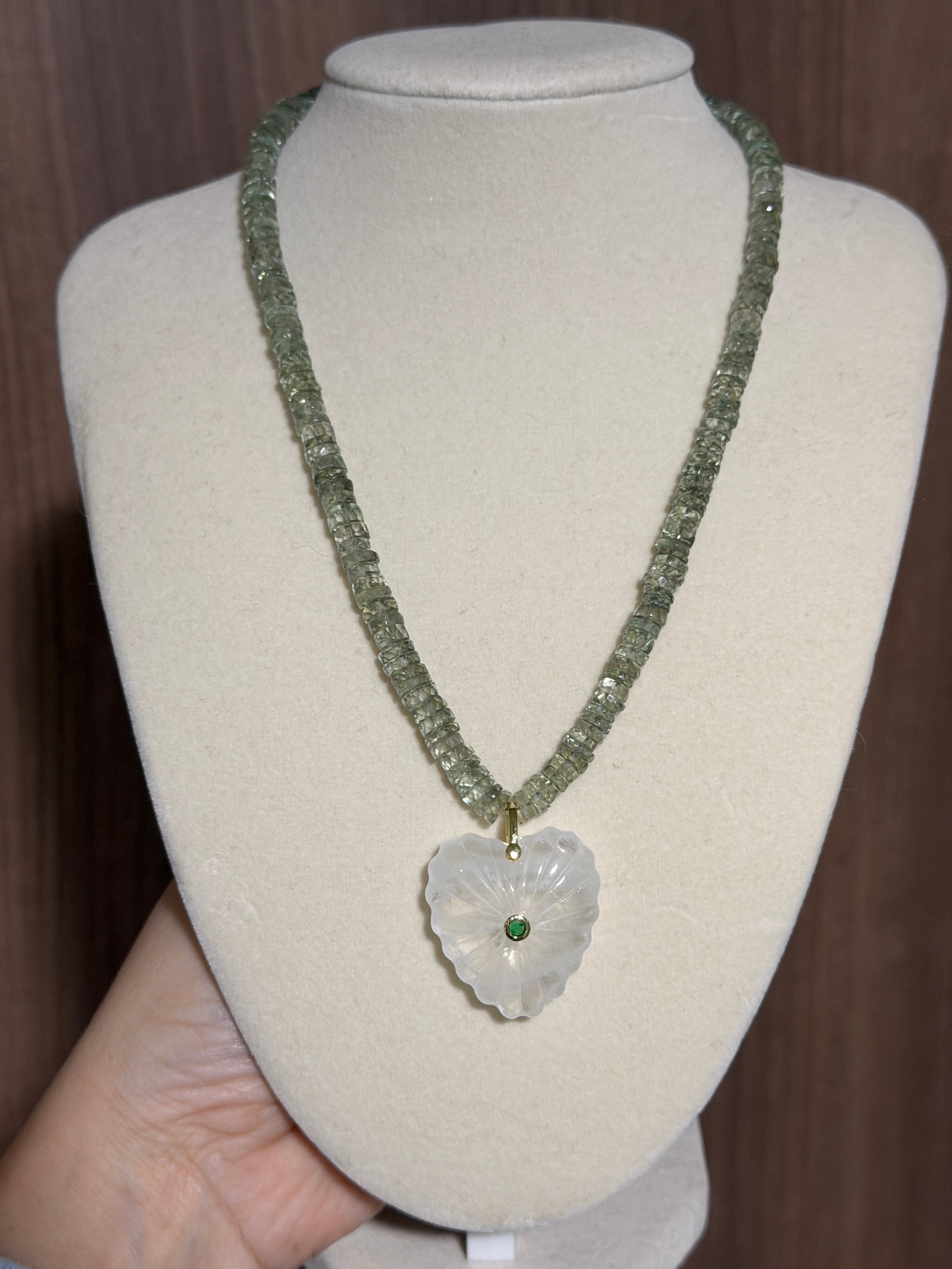 Green Amethyst Charm Necklace