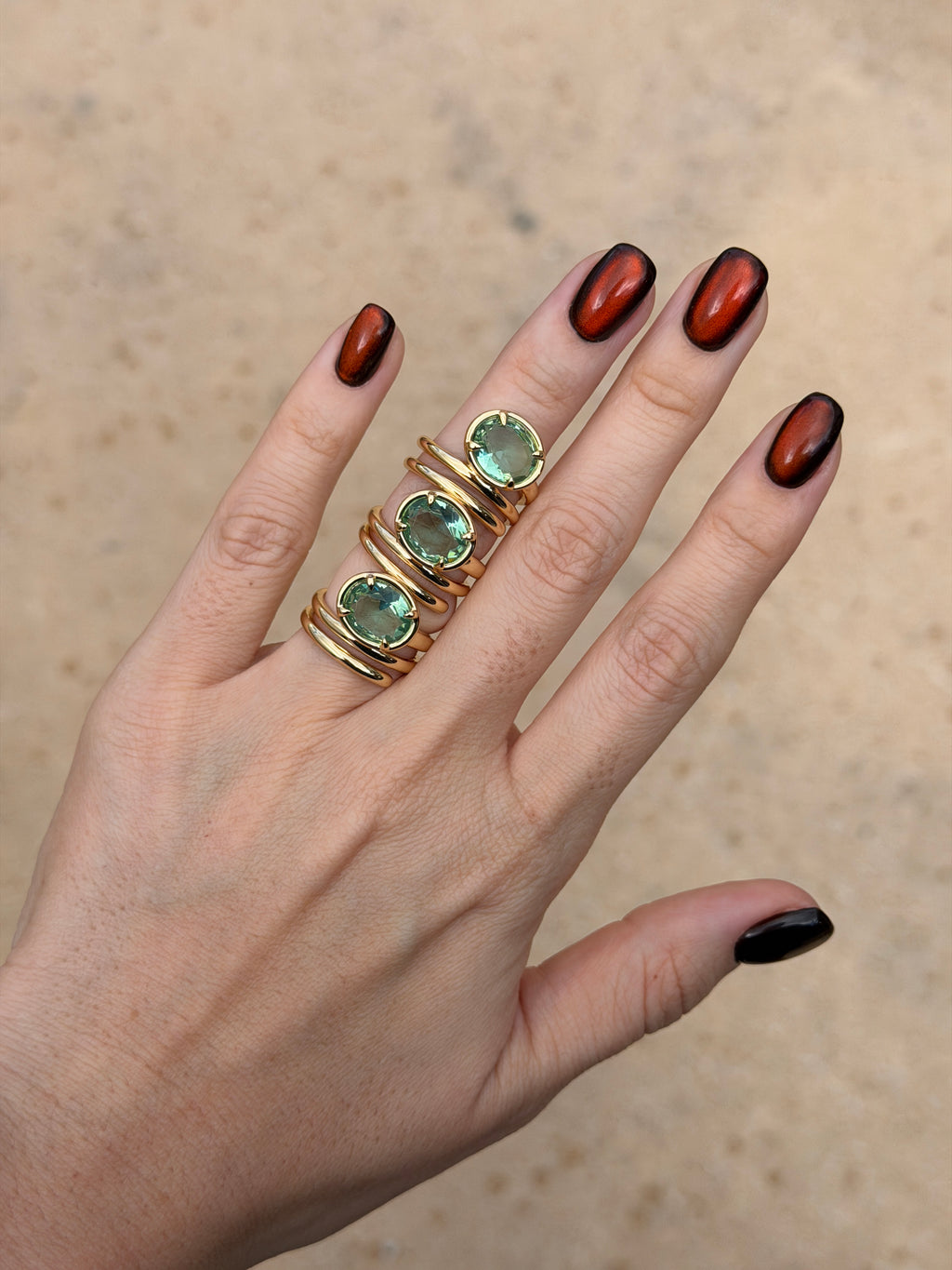 Aqua Green Spiral Ring