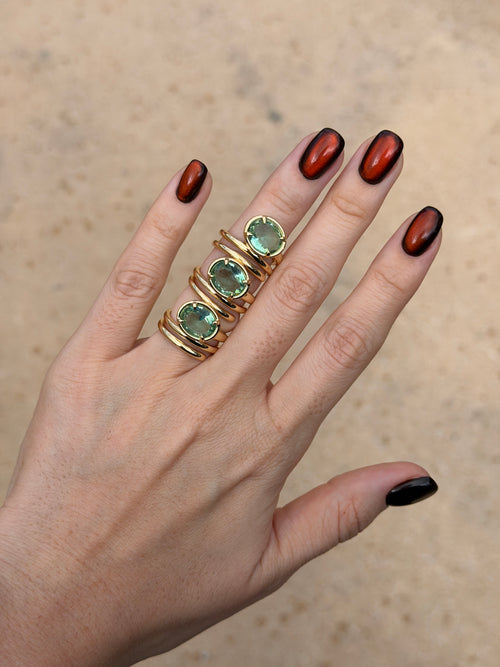 Aqua Green Spiral Ring