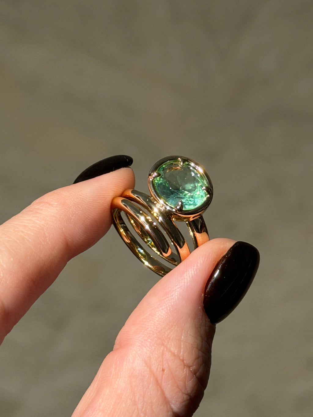 Aqua Green Spiral Ring