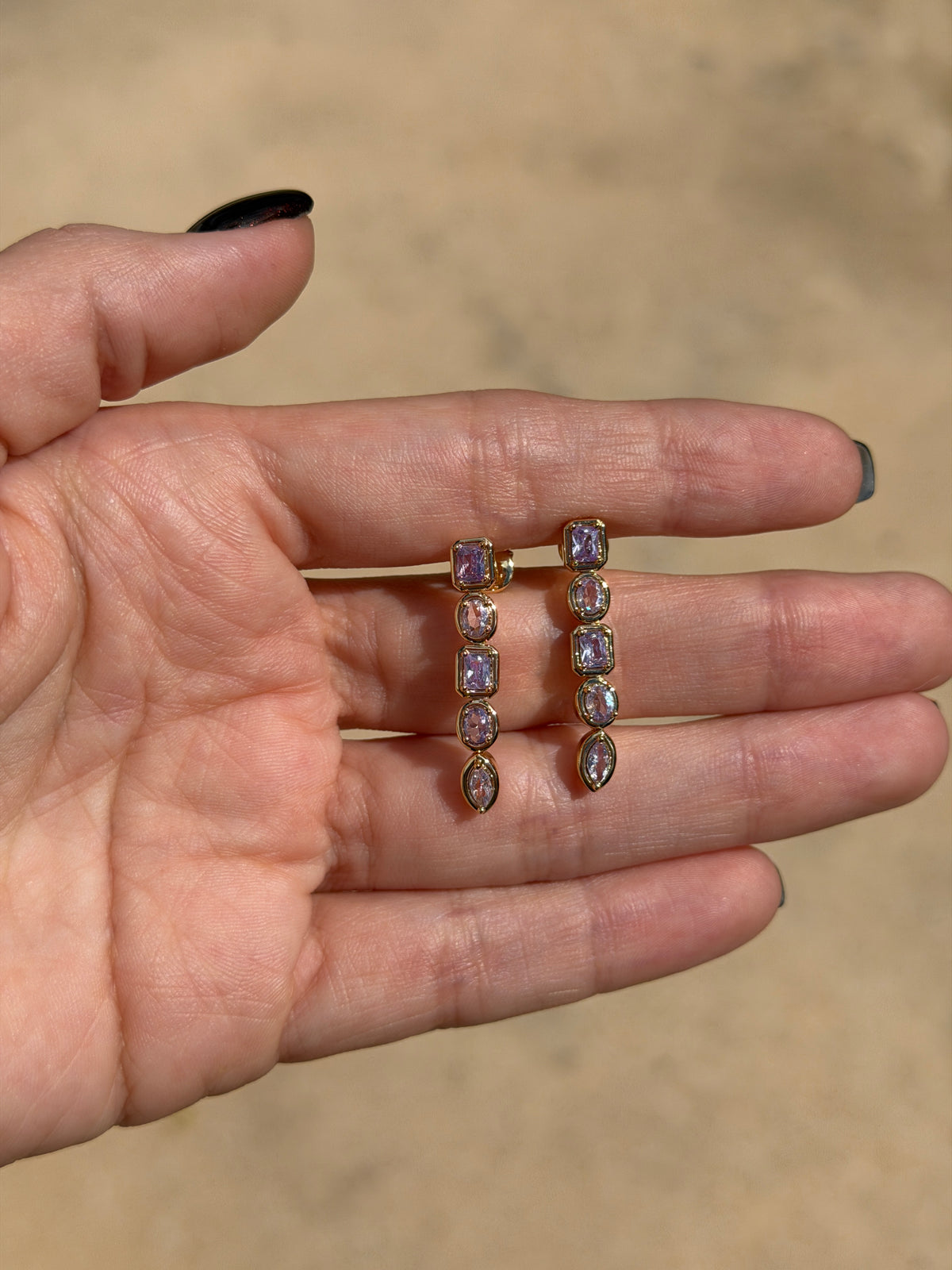 Lavender Muilt-Shape Drop Earrings