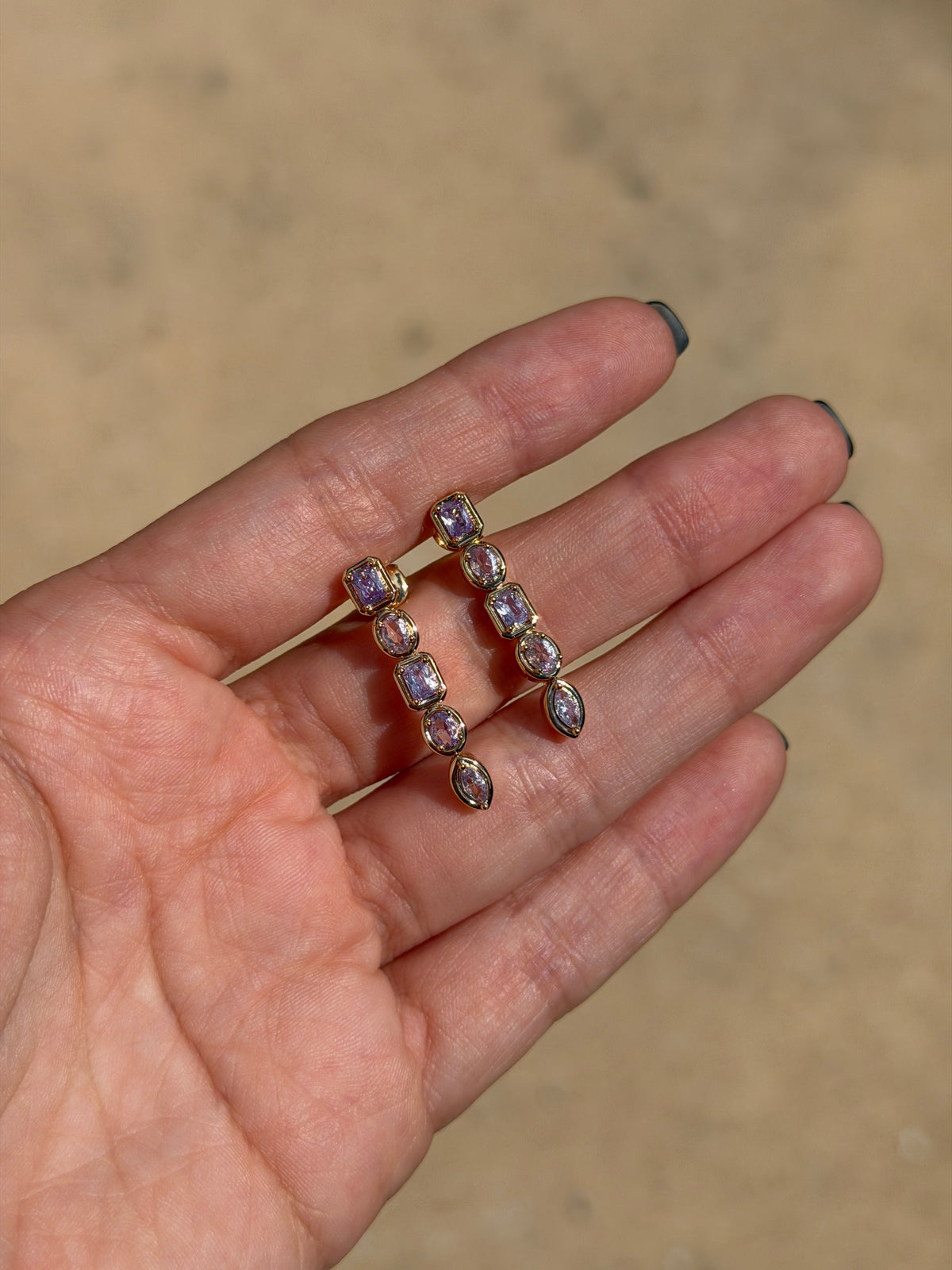 Lavender Muilt-Shape Drop Earrings