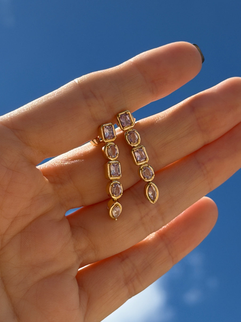 Lavender Muilt-Shape Drop Earrings