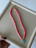 Pink Coral Coin Necklaces