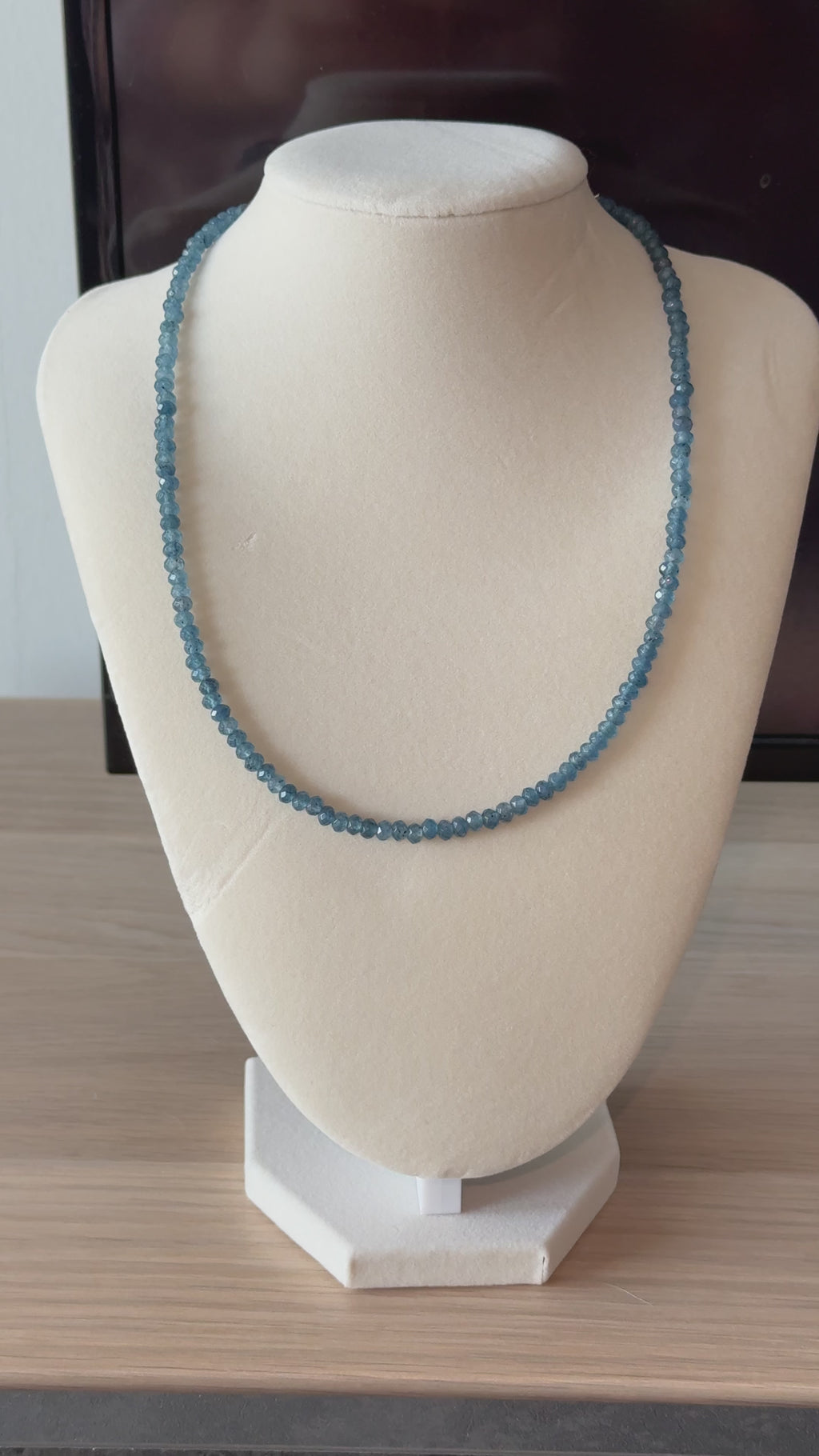 Faceted 4mm Blue Sapphire Beaded Necklace
