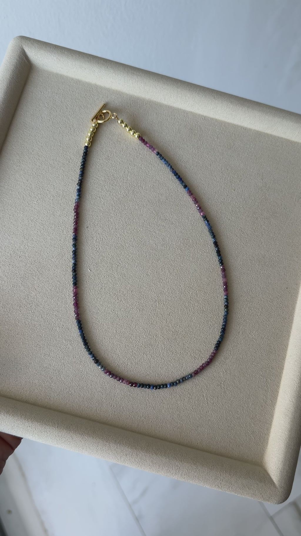 Blue Sapphire and Ruby Beaded Necklace