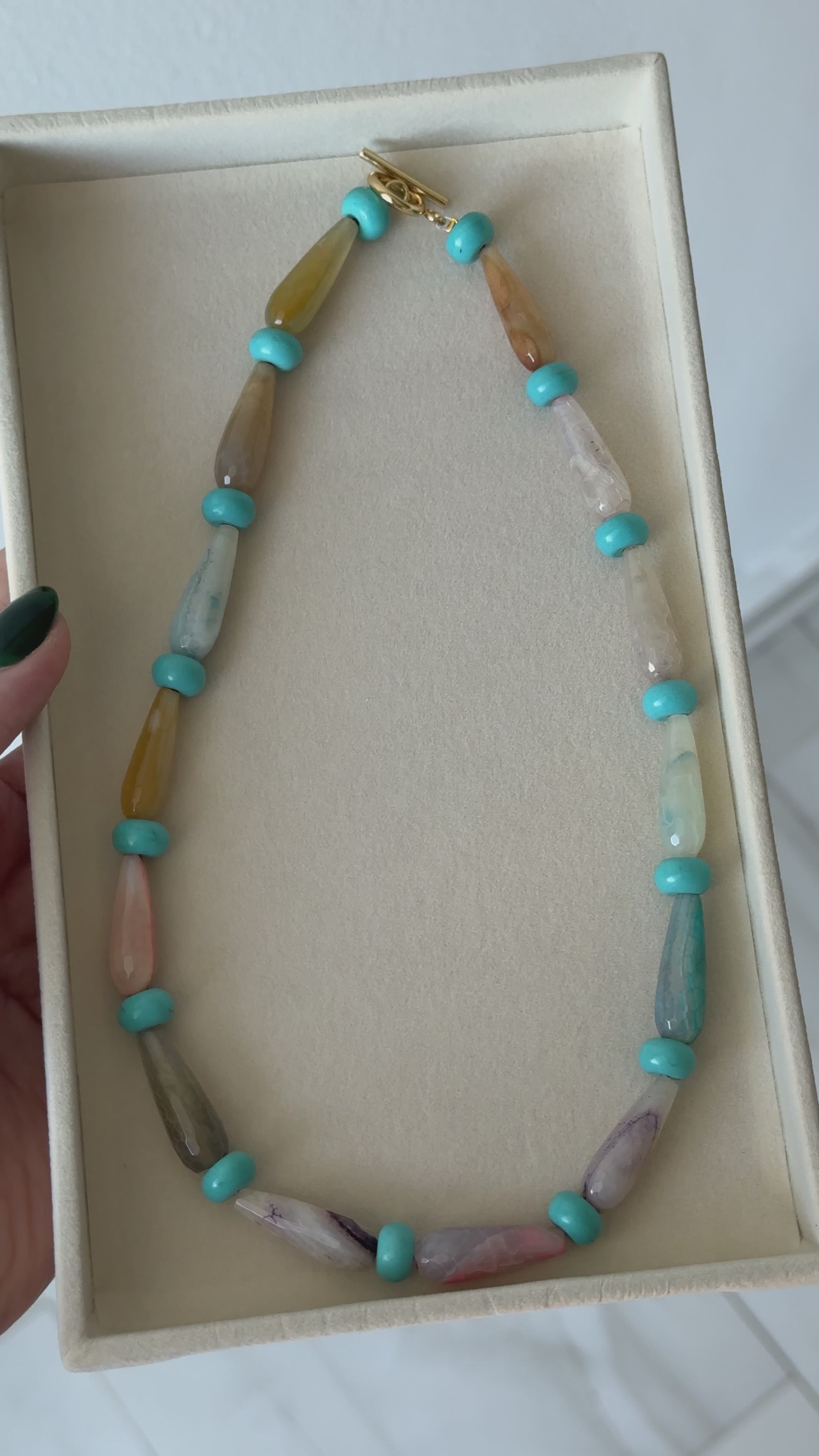 Multicolor Agate and Turquoise Howlite Beaded Necklace