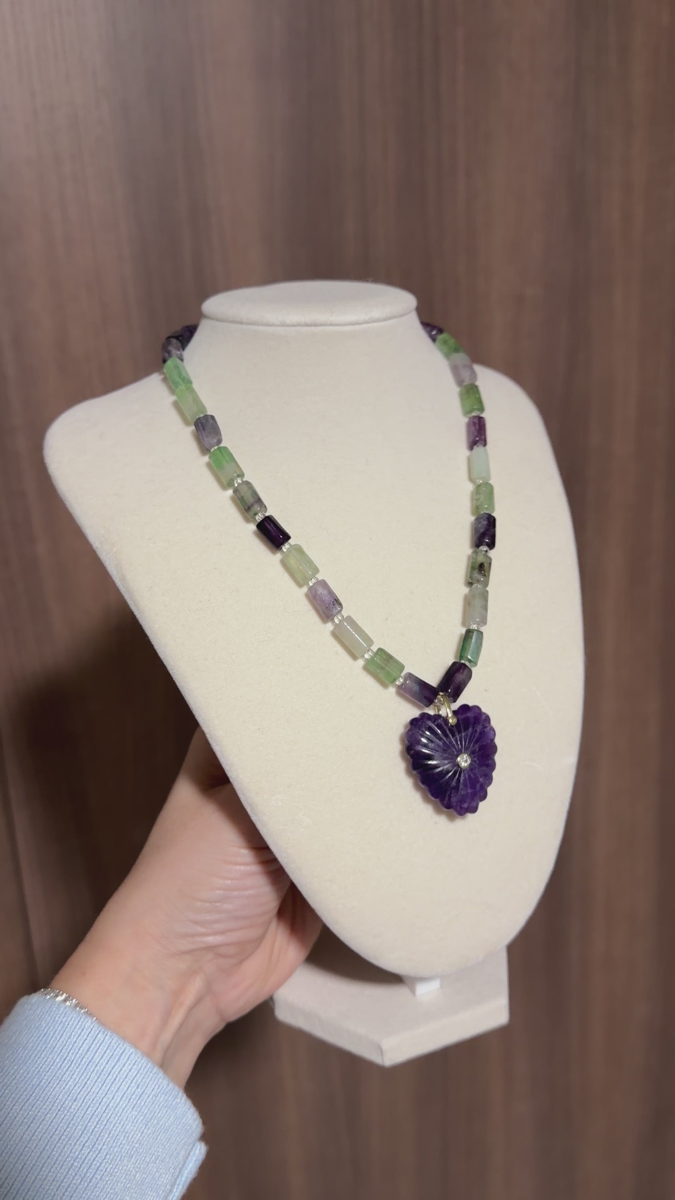 Multi-color Fluorite Tube Necklace